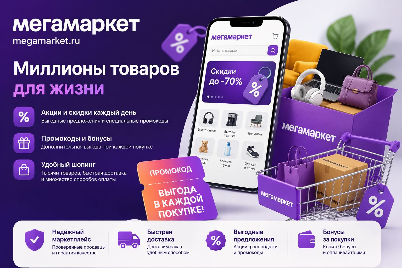 МегаМаркет: актуальные промокоды, где найти и как применить